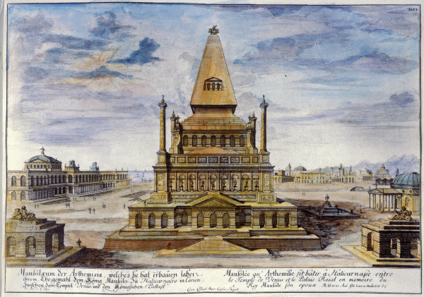 Halikarnassos, Mausoleum , Reconstr. a Johann Bernhard Fischer von Erlach