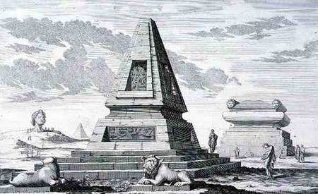 Pyramids marking the Tomb of King Sotis of Egypt, found in the ruins of Heliopolis. from 'Entwurf ei a Johann Bernhard Fischer von Erlach