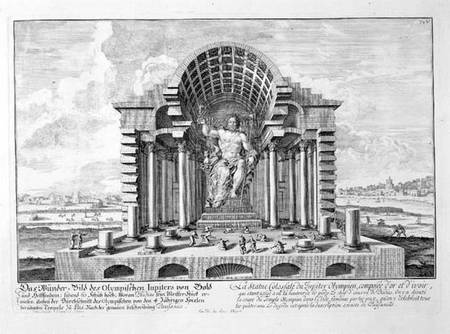 The Statue of Olympian Zeus by Phidias, plate 5 from 'Entwurf einer historischen Architektur' a Johann Bernhard Fischer von Erlach