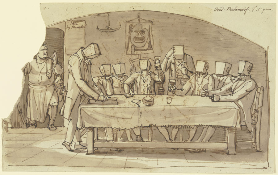 Künstlerscherz in einer Osteria zu Rom a Johann Christian Reinhart