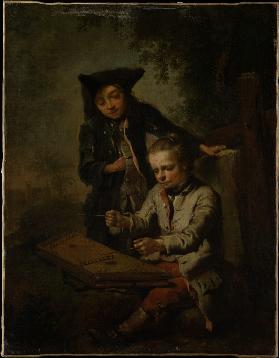 Two Boys, One of Them Playing the Dulcimer