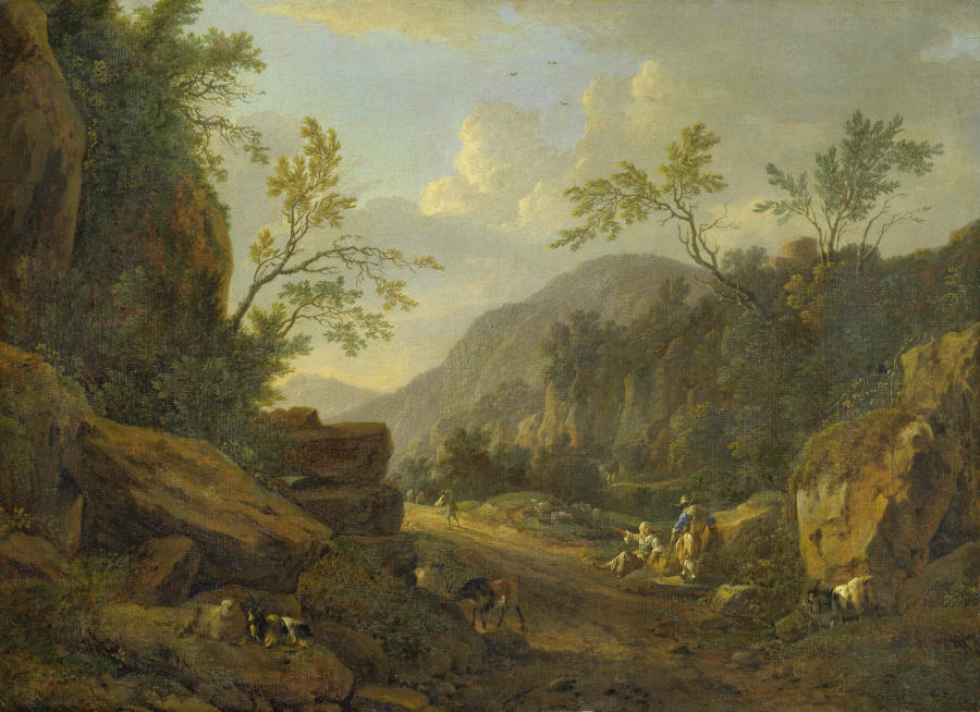 Rocky Landscape in the Evening Light a Johann Franciscus Ermels