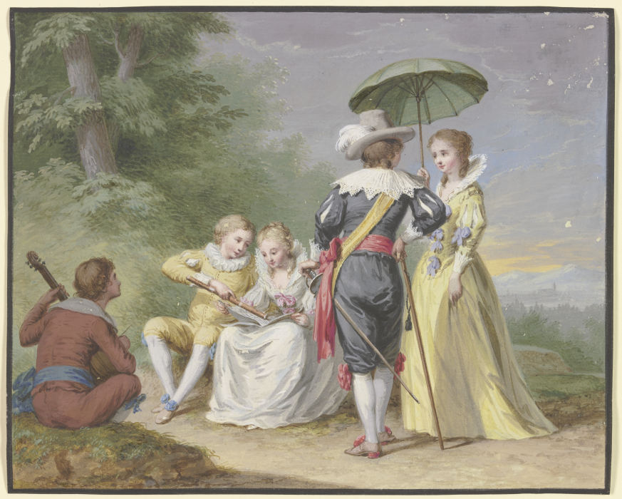 Musizierende Gesellschaft am Waldrand a Johann Friedrich August Tischbein