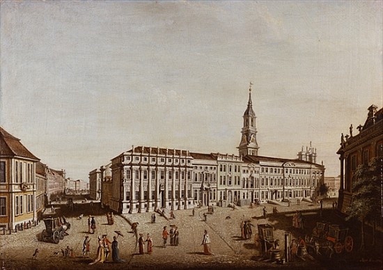 View of Castle Street and the Fiaker Square, Potsdam a Johann Friedrich Meyer