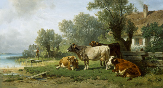 Pastorello con mucche sulla riva del mare a Johann Friedrich Voltz