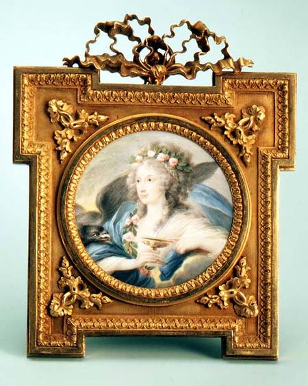 Portrait of Princess Metternich portrayed as Hebe (w/c on ivory) a Johann Georg Bauer