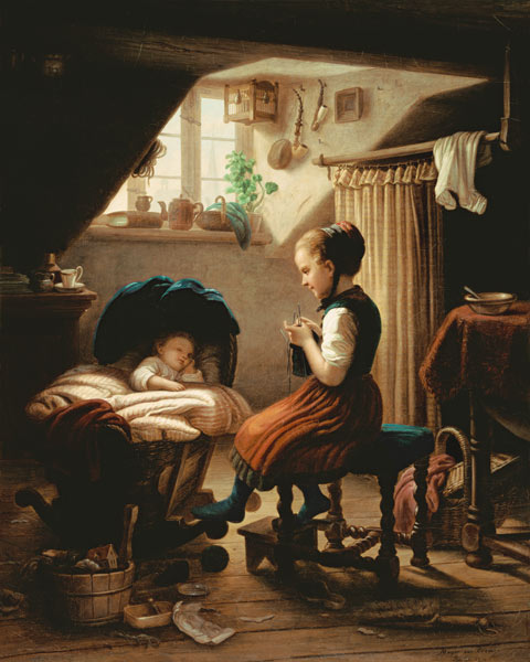 Tending the Little Ones a Johann Georg Meyer von Bremen