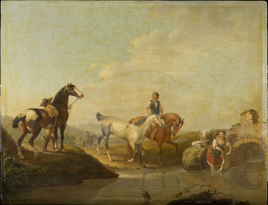 A Groom Leading two Horses to the Water a Johann Georg Pforr