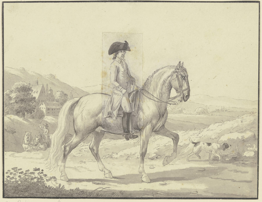 Reiter in einer Landschaft vor einem Herrensitz a Johann Georg Pforr