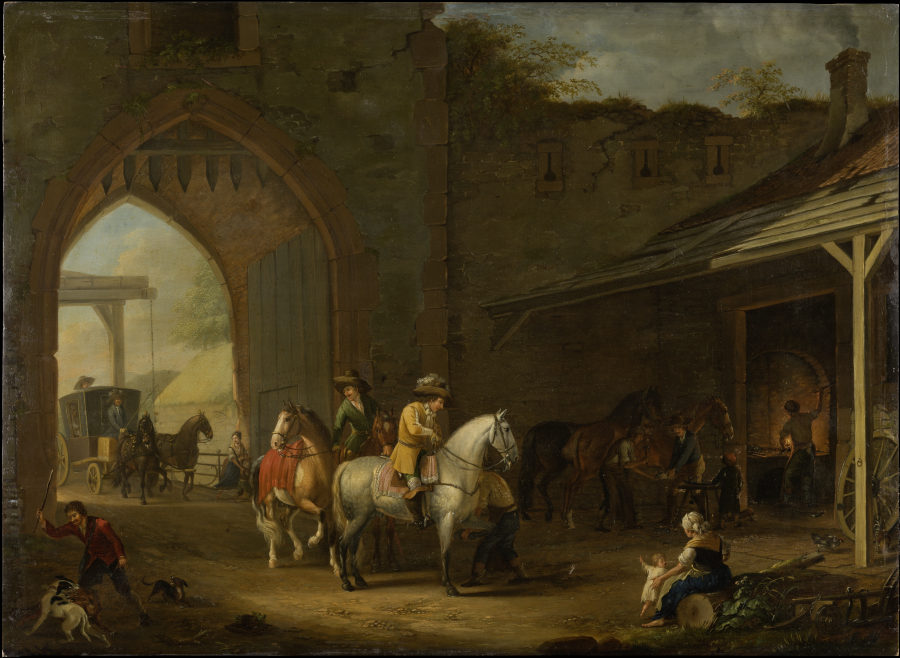 Horsemen at the Blacksmiths a Johann Georg Pforr
