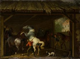 Bolting Horse in the Stable