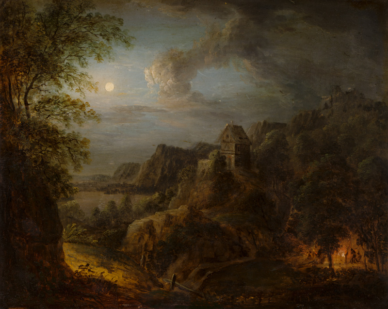 Landscape with Full Moon a Johann Georg Trautmann
