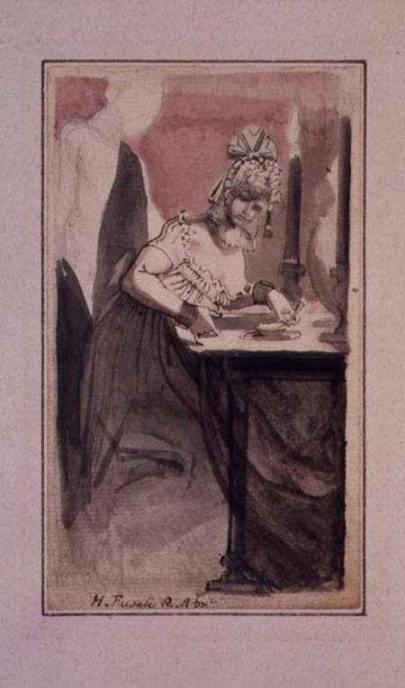 A Courtesan at her Dressing Table (pen & ink and watercolour on paper) a Johann Heinrich Füssli