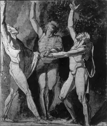 Die drei Eidgenossen beim Schwur auf dem Ruetli a Johann Heinrich Füssli