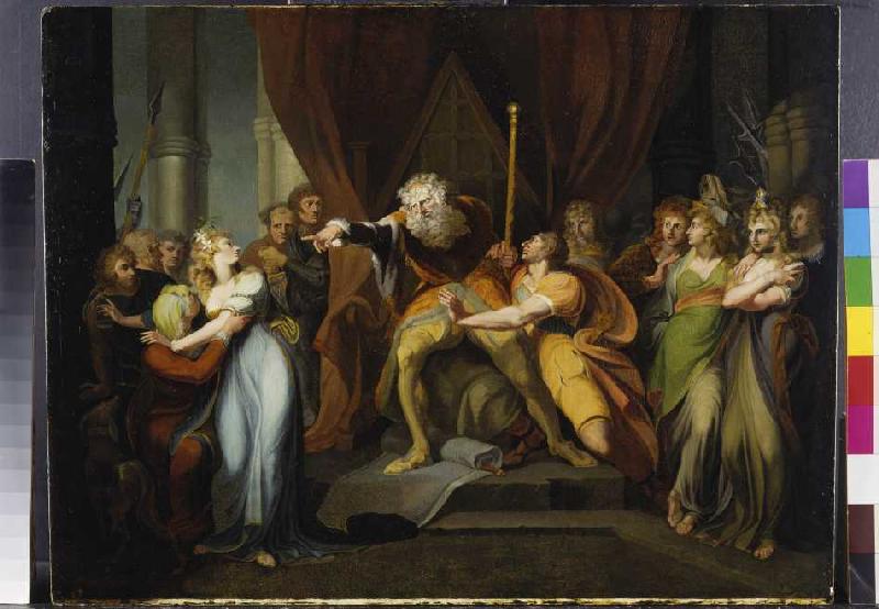 König Lear verstößt seine Tochter Cordelia a Johann Heinrich Füssli