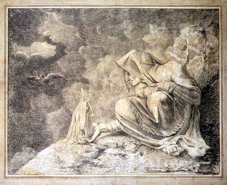 The Witch and the Mandrake (pencil & w/c on paper) a Johann Heinrich Füssli