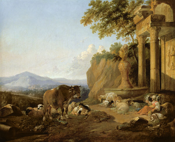 Landscape with a ruin a Johann Heinrich Roos