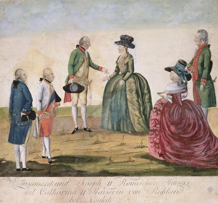 Meeting between Joseph II of Germany (1741-90) and Empress Catherine the Great (1729-96) at Koidak, a Johann Hieronymus Loeschenkohl