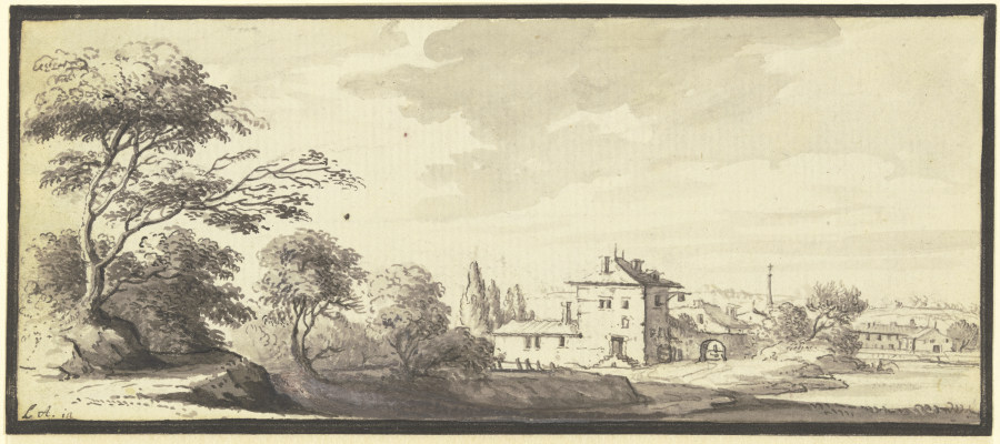 Landschaft mit Gebäuden am Wasser a Johann Ludwig Aberli