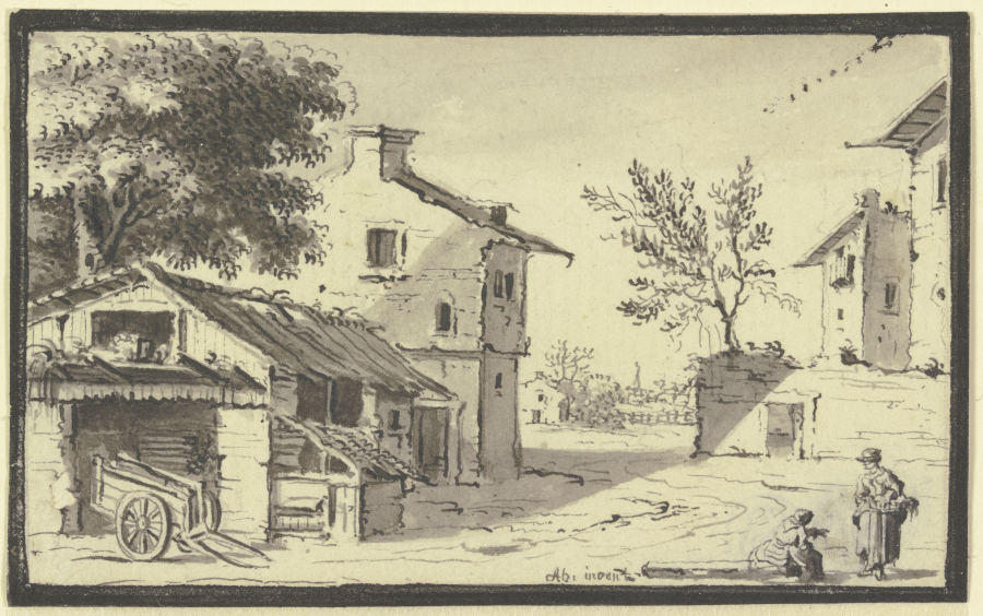 Street in a village a Johann Ludwig Aberli
