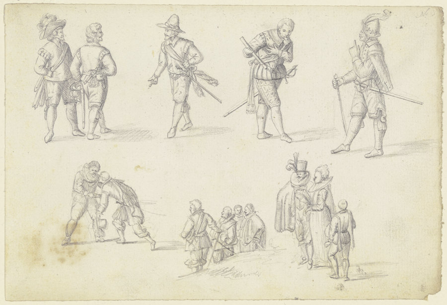 14 Figurenstudien, meist Soldaten a Johann Ludwig Ernst Morgenstern