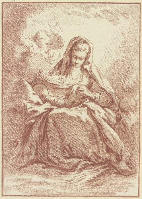 Madonna mit dem Kind auf dem Schoß und drei Engelsköpfchen a Johann Ludwig Ernst Morgenstern
