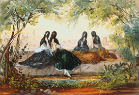 Young mexicans with veil a Johann Moritz Rugendas