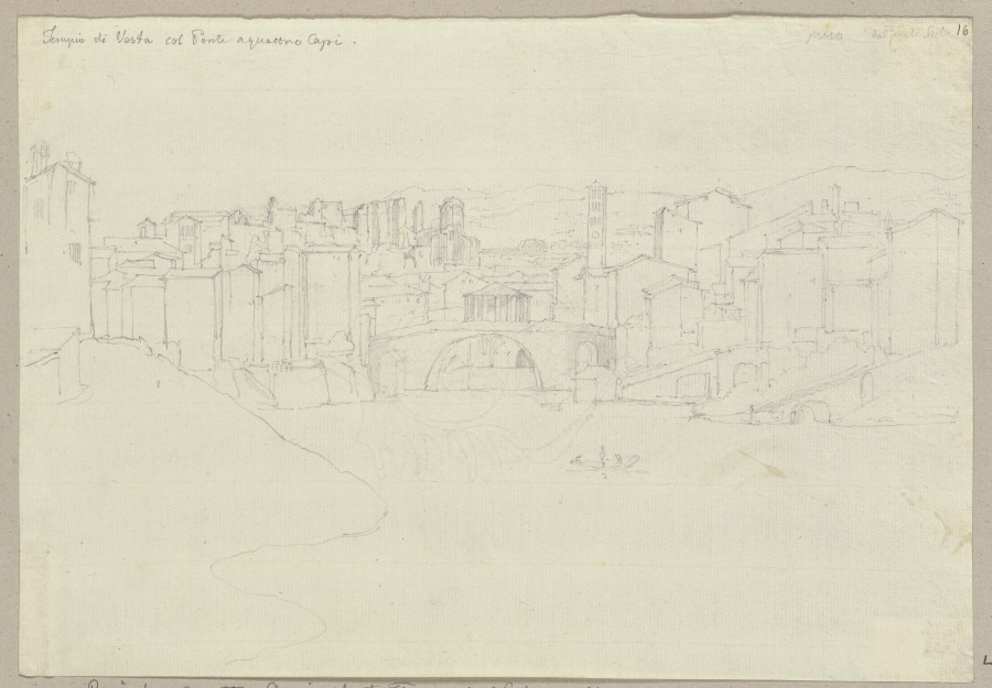 Blick auf die Ponte dei Quattro Capi, den Vesta Tempel und die  Kaiserpaläste a Johann Ramboux