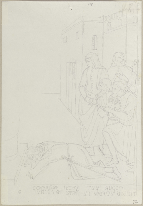 Darstellung von dem Fall eines Götzenbildes, welcher in S. Angelo bei Orvieto vorgefallen sein soll, a Johann Ramboux
