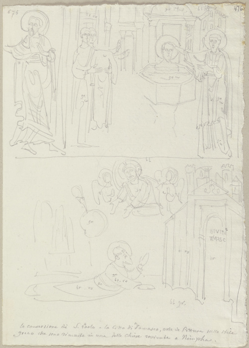 Die Bekehrung des Paulus, nach Fragmenten von Wandmalereien in einer zerstörten Basilika in den heut a Johann Ramboux