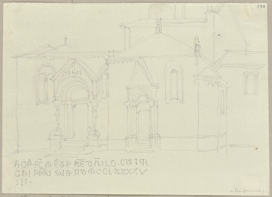 Die Collegiata-Kirche in San Quirico dOrcia, samt der Nachschrift einer Inschrift a Johann Ramboux