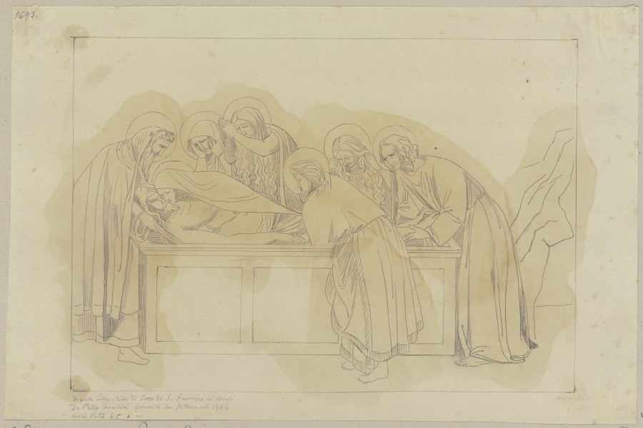 Die Grablegung Jesu Christi, nach einem Wandgemälde des Pietro Cavallini in der unteren Kirche zu Sa a Johann Ramboux