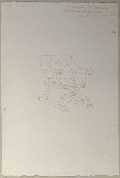 Ein Stuhl, der sich im Wohnzimmer des Giovanni Boccaccio in Certaldo befinde a Johann Ramboux