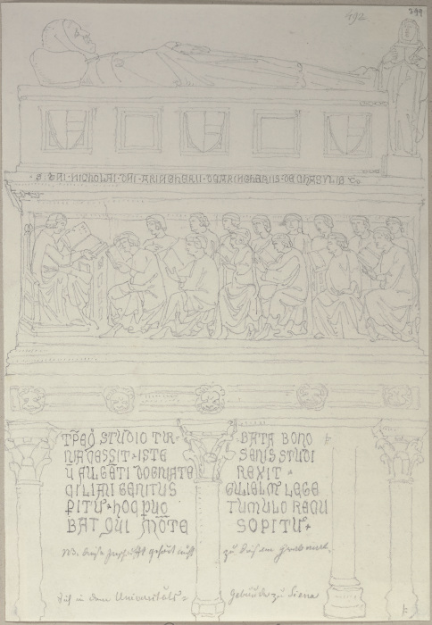 Grabmal sowie eine Inschrift in Siena (?) a Johann Ramboux