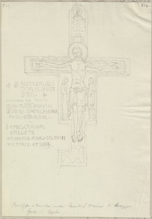 Kruzifix auf Holz gemalt am Eingang der Sakristei von Santa Maria della Pieve in Arezzo aufgehängt a Johann Ramboux