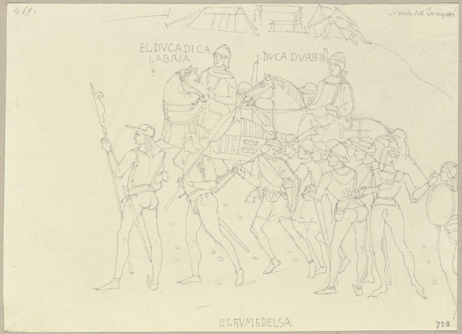 Nach der Grisaillemalerei über die Schlacht des Herzogthums Urbino im Sala del Mappamondo, ehemals S a Johann Ramboux