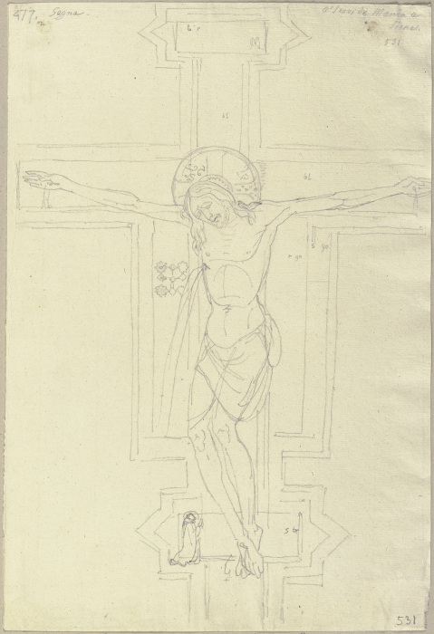 Nach einem Kruzifix aus Holz, in der Servitenkriche zu Siena, von Segna, dem Vater Duccios (?) a Johann Ramboux