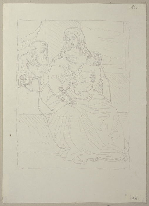 Thronende Maria mit dem Jesuskind, nach einem Gemälde in der Art des Sassoferrato in Privatbesitz in a Johann Ramboux
