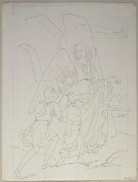 Tobias und der Erzengel Rafael, nach einem Gemälde von Giovanni Santi im Convento di San Francesco i
