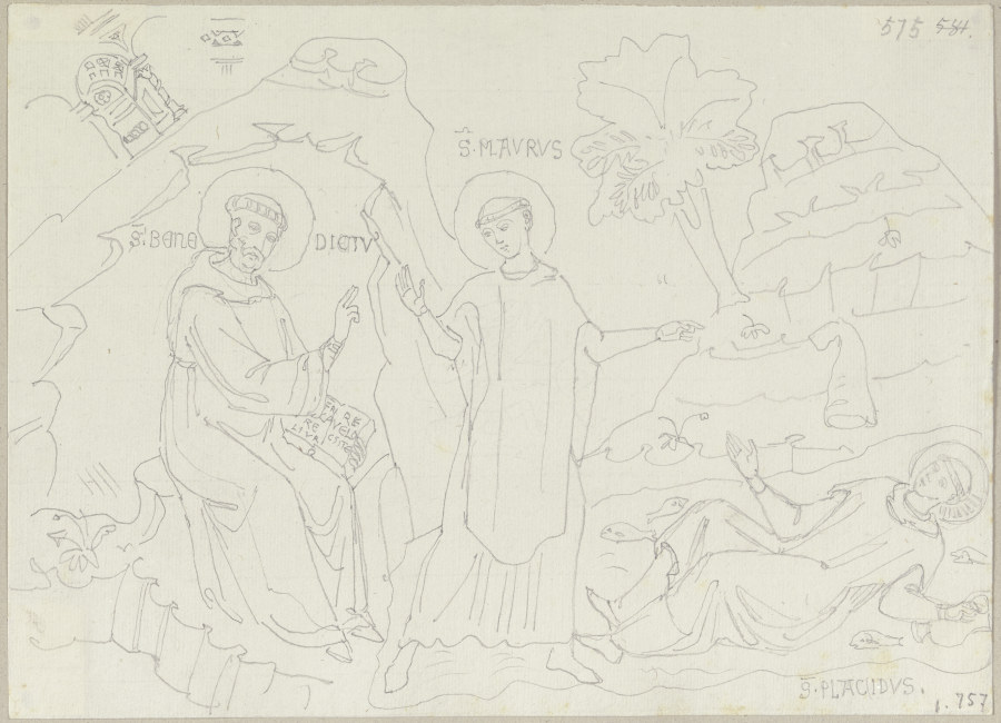 Wie Placidus von Subiaco in den See fällt, aus der unteren Kirche von San Benedetto a Johann Ramboux