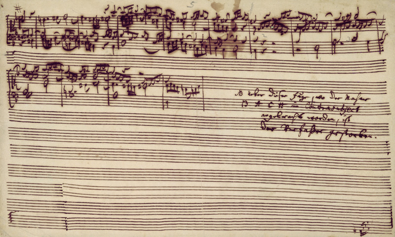 Last page of The Art of Fugue, 1740s (pen and ink on paper) a Johann Sebastian Bach