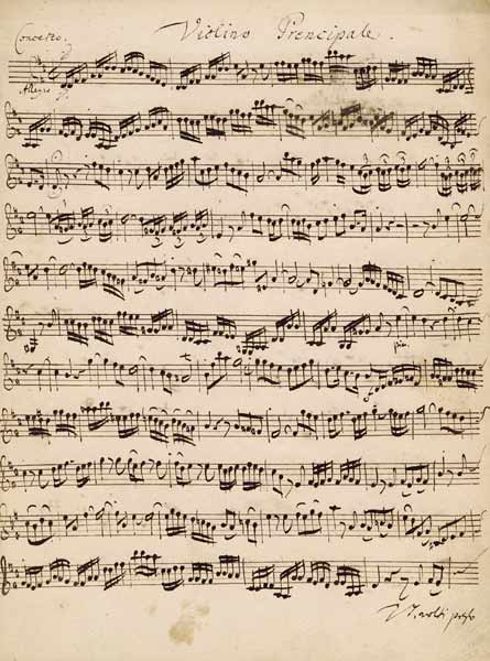 The Brandenburger Concertos, No.5 D-Dur, 1721 (pen and ink on paper) (see also 308416) a Johann Sebastian Bach
