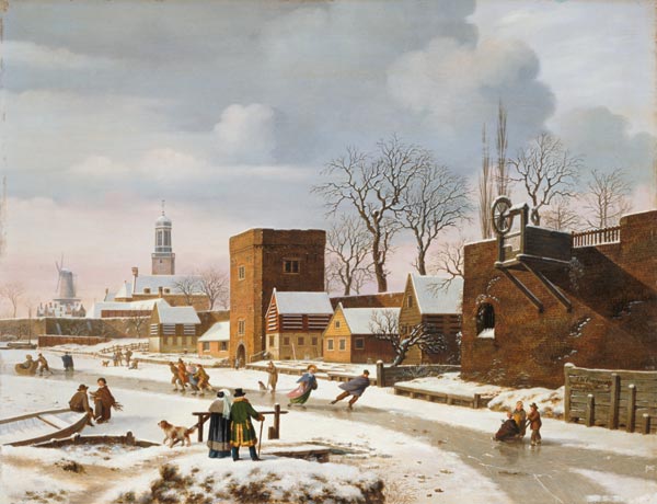 Dutch winter landscape. a Johann Wilhelm Preyer