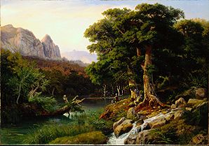 Quiet woods pond in the mountains valley a Johann Wilhelm Schirmer