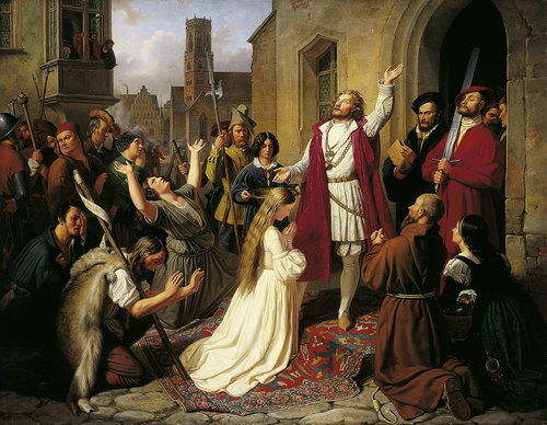 Die Wiedertäufer (Johann van Leyden tauft ein Mädchen) a Johann Carl Baehr (Baer)