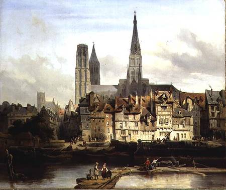 Quay in Rouen a Johannes Bosboom