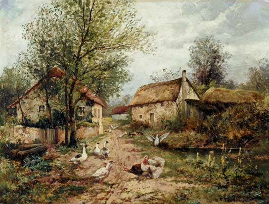 Poultry by a Pond in a Farmyard a Johannes Hendrik Weissenbruch