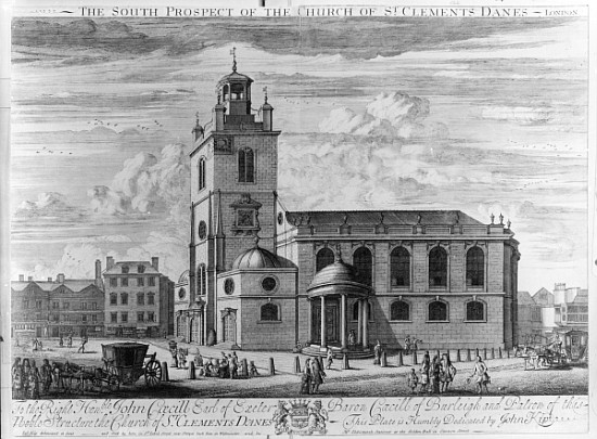 The South Prospect of the Church of St. Clements Danes, London a Johannes Kip