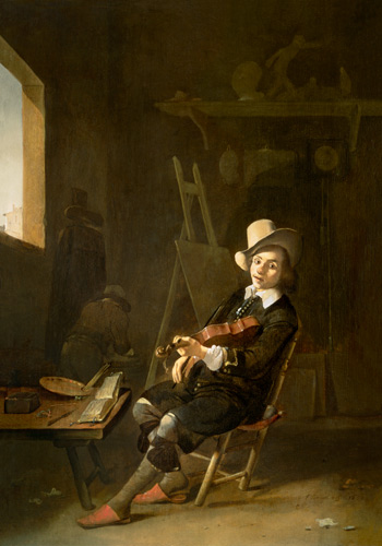 Self Portrait of the Artist Playing a Violin a Johannes Lingelbach