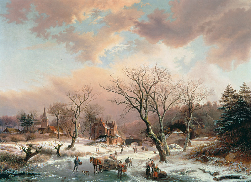 Winter Scene a Johannes Petrus van Velzen